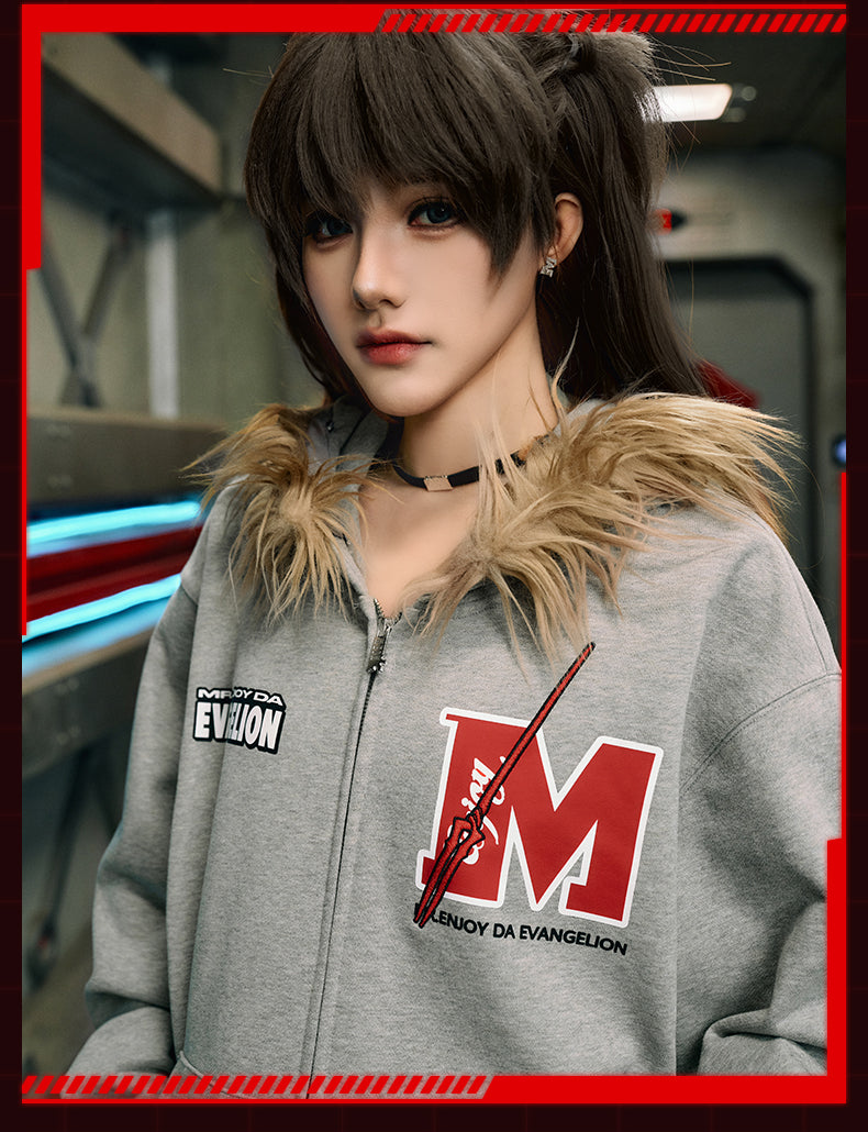 MEDM x EVA Lilith Removable Fur Zip-Up Hoodie | Face 3 Face