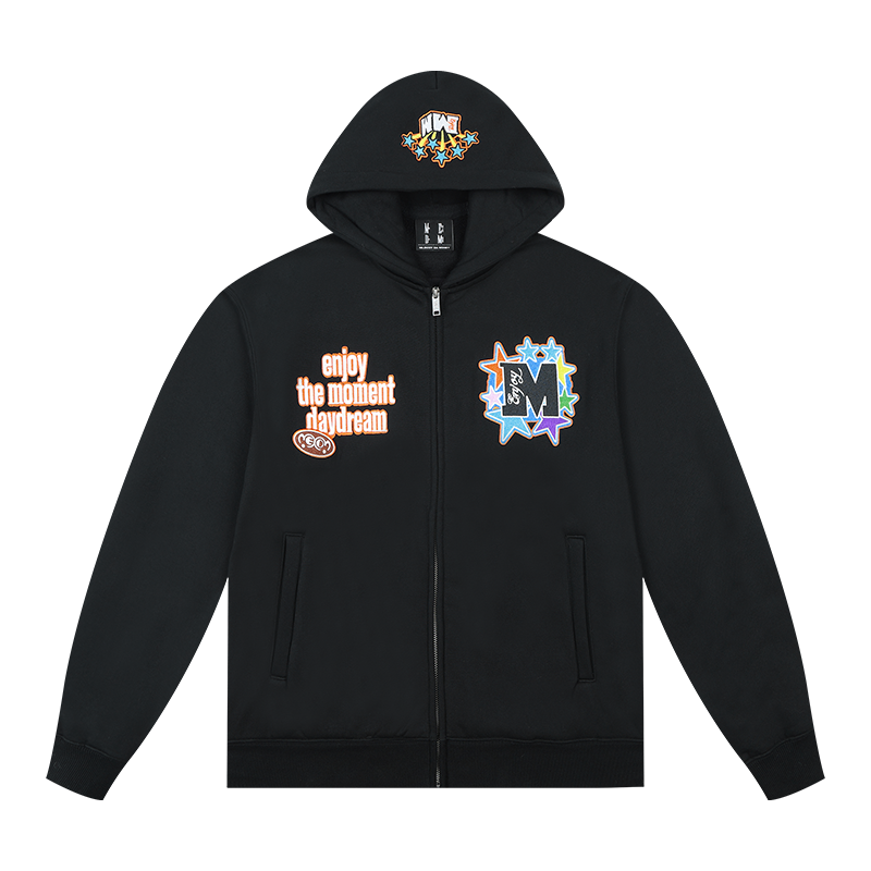 MEDM Blooming Star Embroidered Zip-Up Hoodie | Face 3 Face