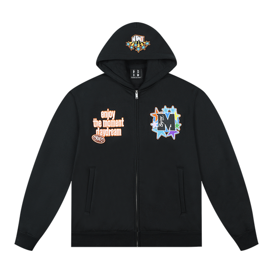 MEDM Blooming Star Embroidered Zip-Up Hoodie | Face 3 Face