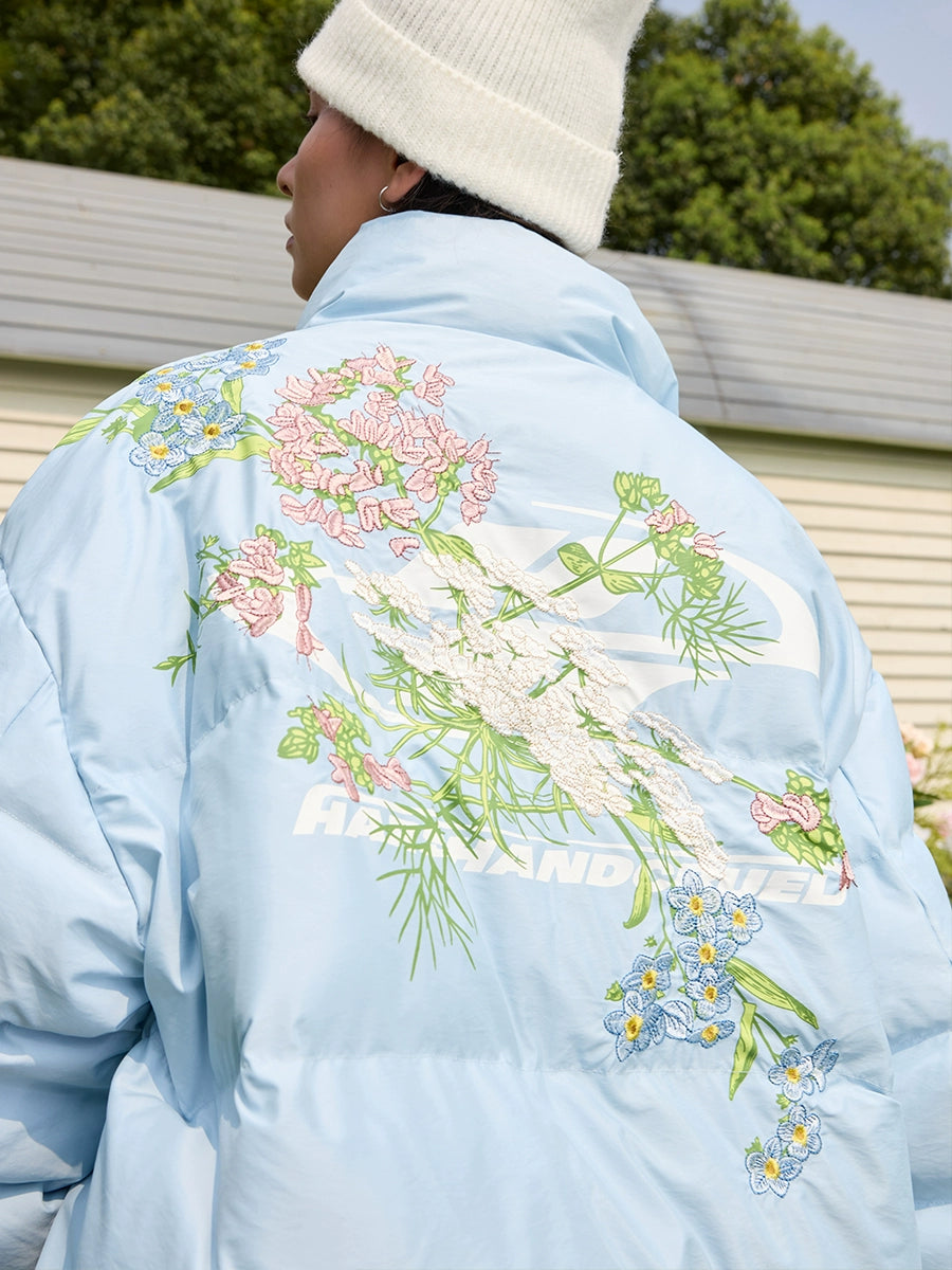 Harsh and Cruel Floral Logo Embroidered Puffer Jacket | Face 3 Face