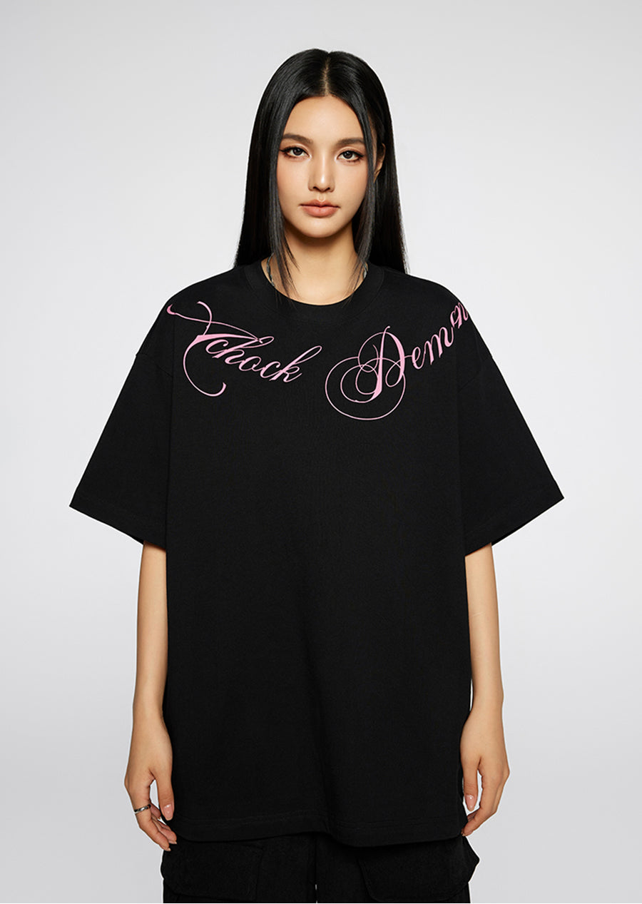 Achock Script Logo Print Tee | Face 3 Face