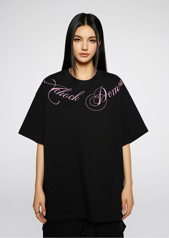 Achock Script Logo Print Tee | Face 3 Face