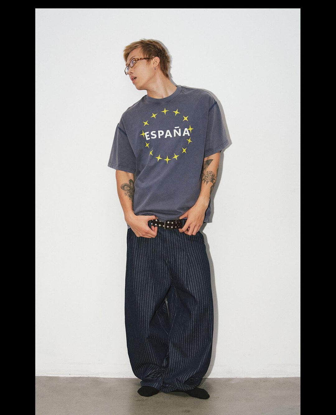 NOVACAM Vintage Washed Circle Star Print Short Sleeve Tee | Face 3 Face