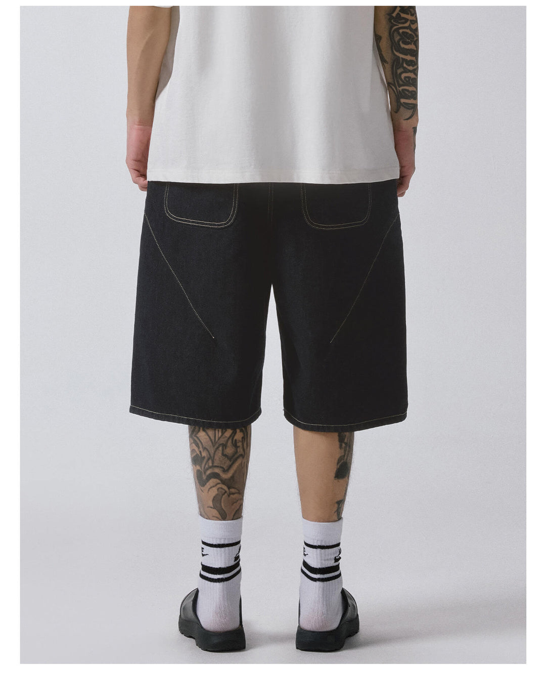 F2CE Plaid Pocket Patchwork Denim Baggy Shorts | Face 3 Face