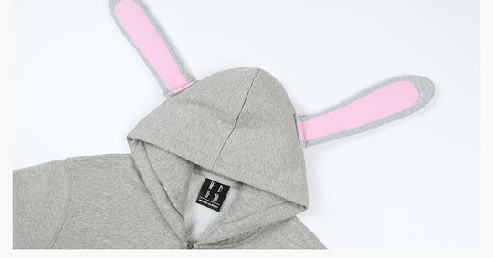 MEDM Bunny Ears Hooded Zip-Up Hoodie | Face 3 Face