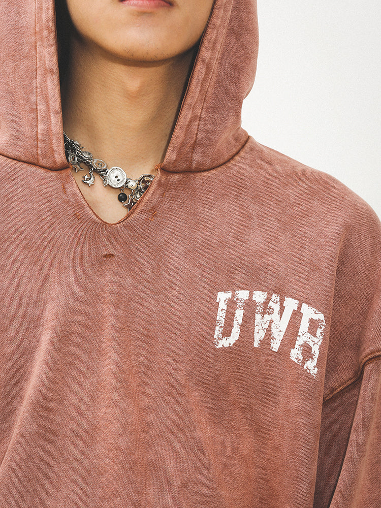 UNTILWERICH Heavy Washed Destruction Vintage Hoodie | Face 3 Face