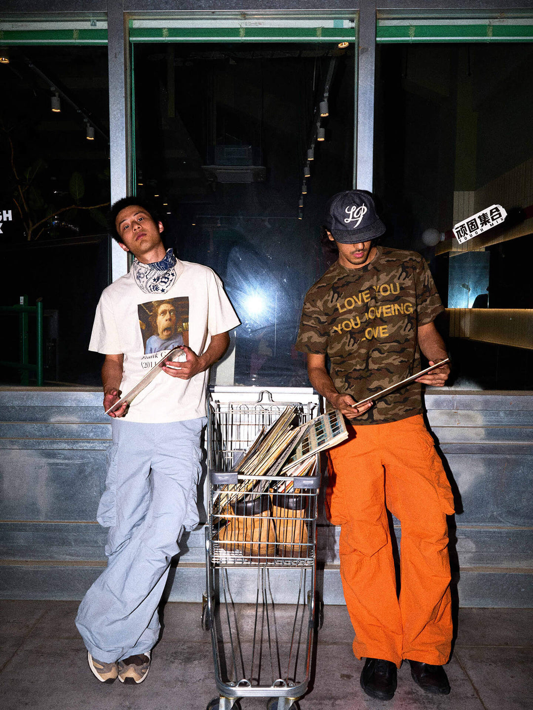 LIBERAFIT Dyed Nylon Pleated Flap Pocket Baggy Cargo Pants | Face 3 Face