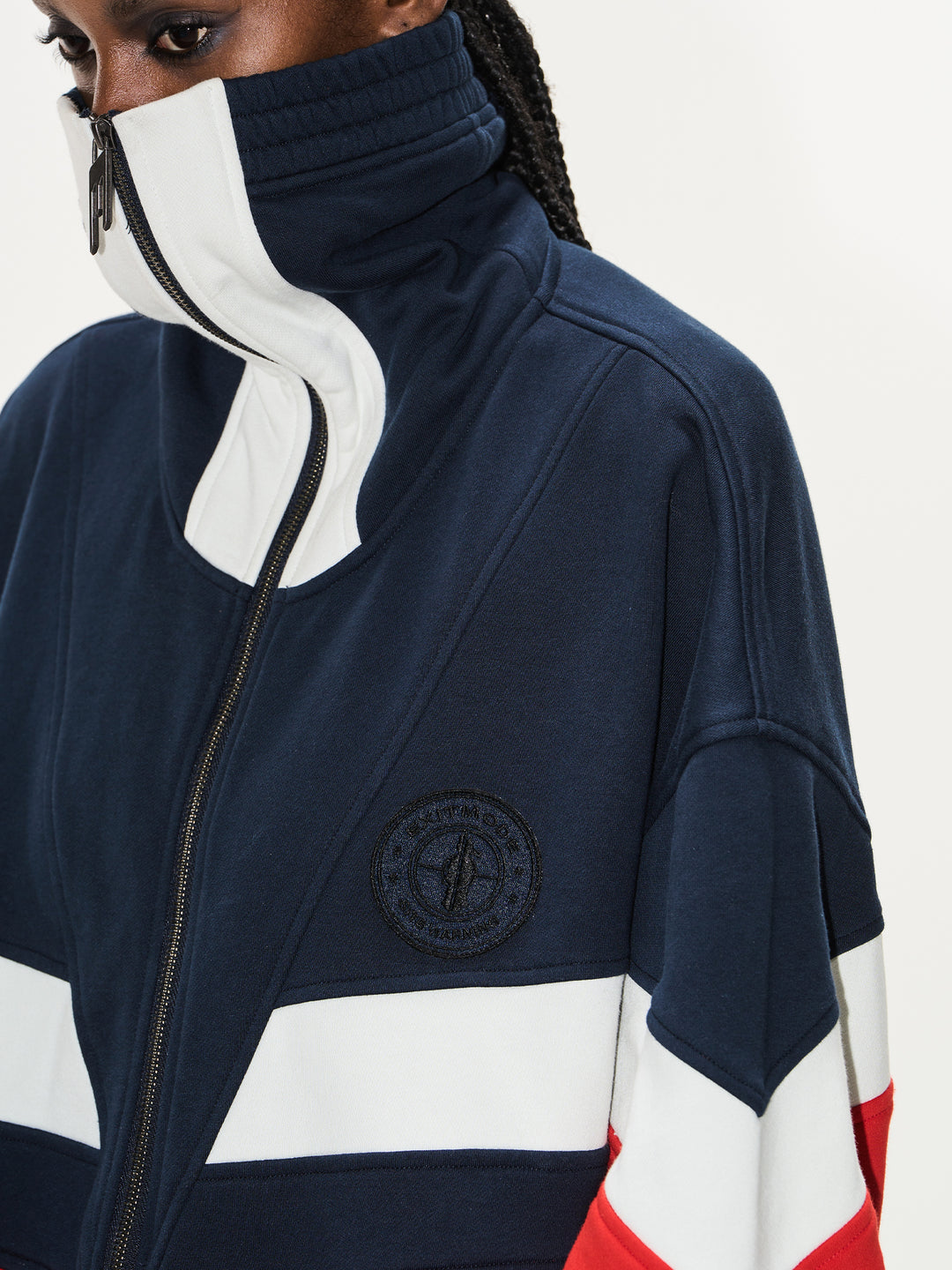 BLIND NO PLAN Colorblocked High Neck Jersey Track Jacket | Face 3 Face