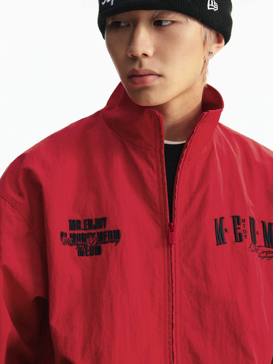 MEDM Logo Embroidered Double Zip Track Jacket | Face 3 Face