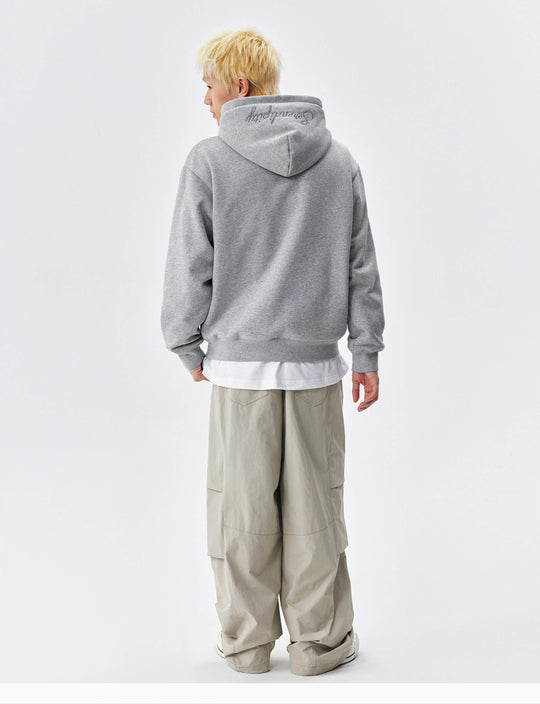 MEDM Basic One Point Embroidered Logo Oversized Hoodie | Face 3 Face