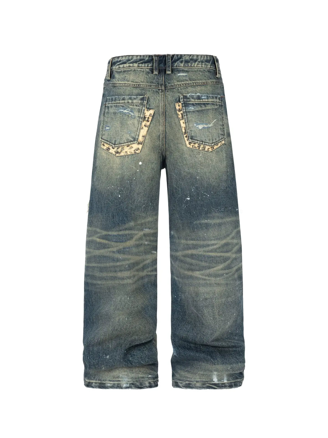 ANTIDOTE Distressed Leopard Patchwork Washed Jeans | Face 3 Face