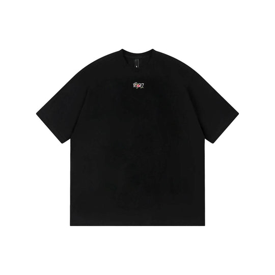 1807 Rose Logo Print Embroidered Short Sleeve Tee | Face 3 Face