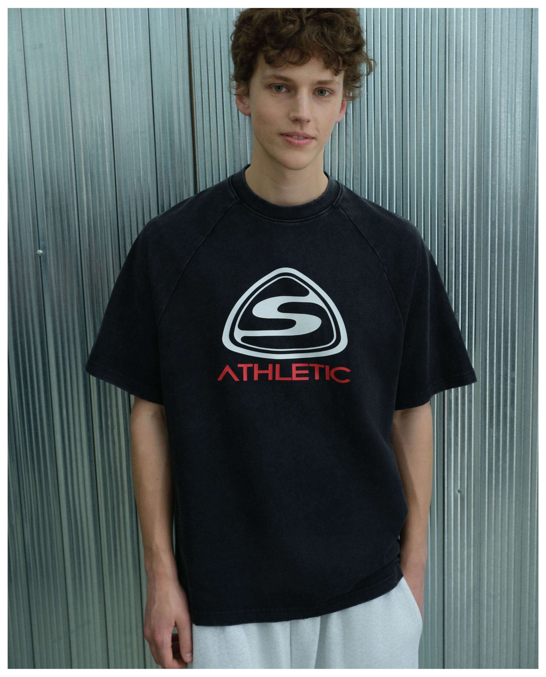 S45 Athletic Logo Distressed Raglan Short Sleeve Tee | Face 3 Face