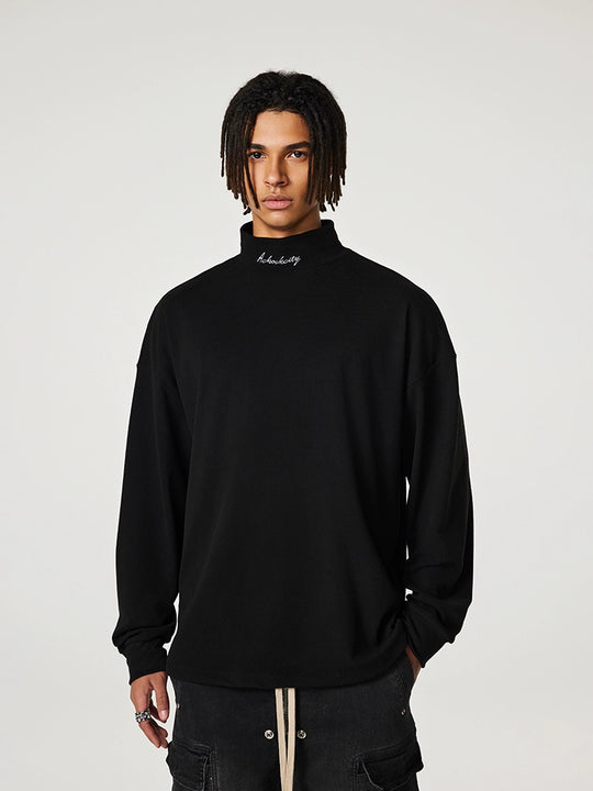 Achock Loose Half High Neck Long Sleeve Tee | Face 3 Face