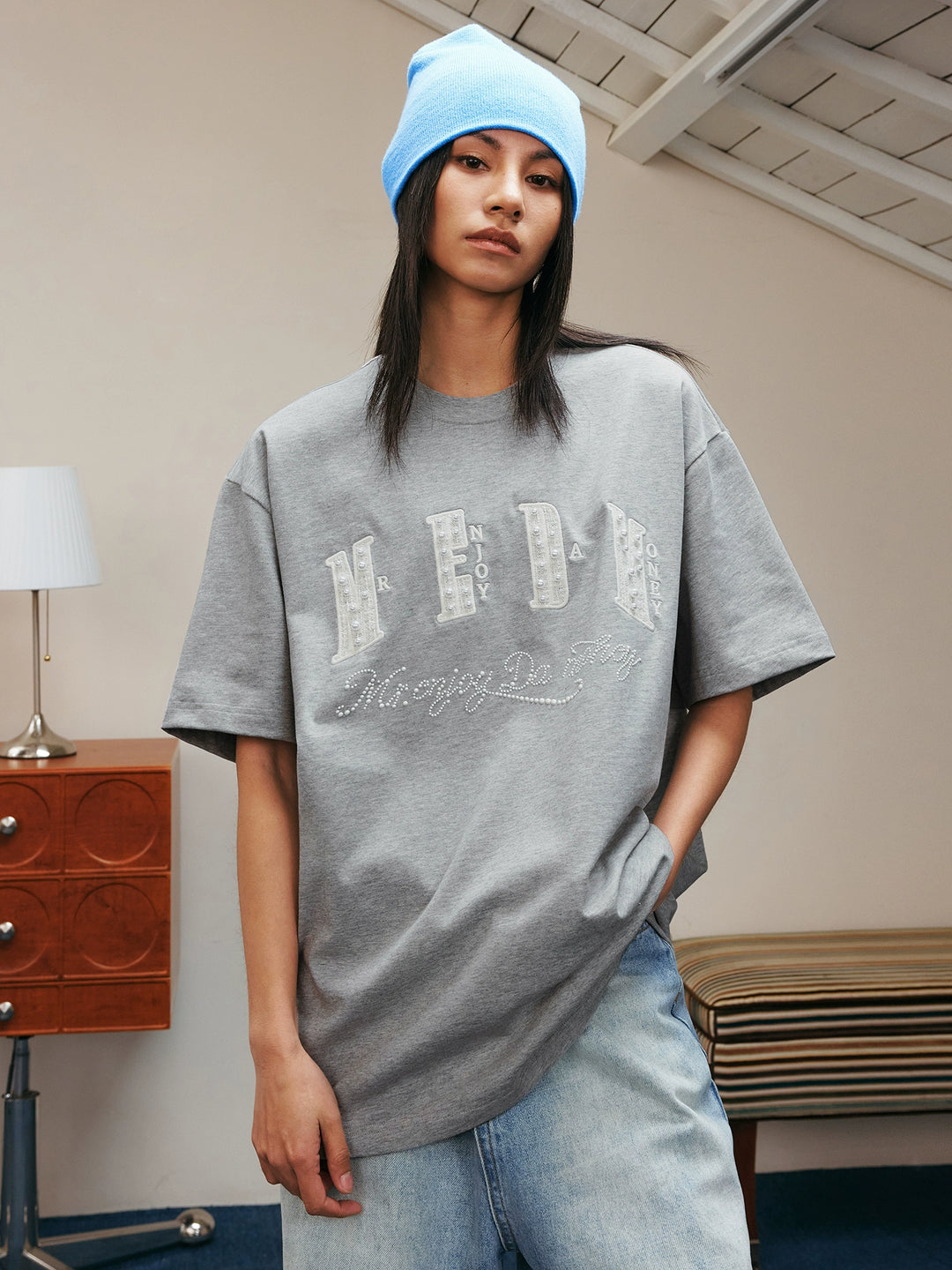 MEDM Pearl Lace Patch Embroidery Tee | Face 3 Face