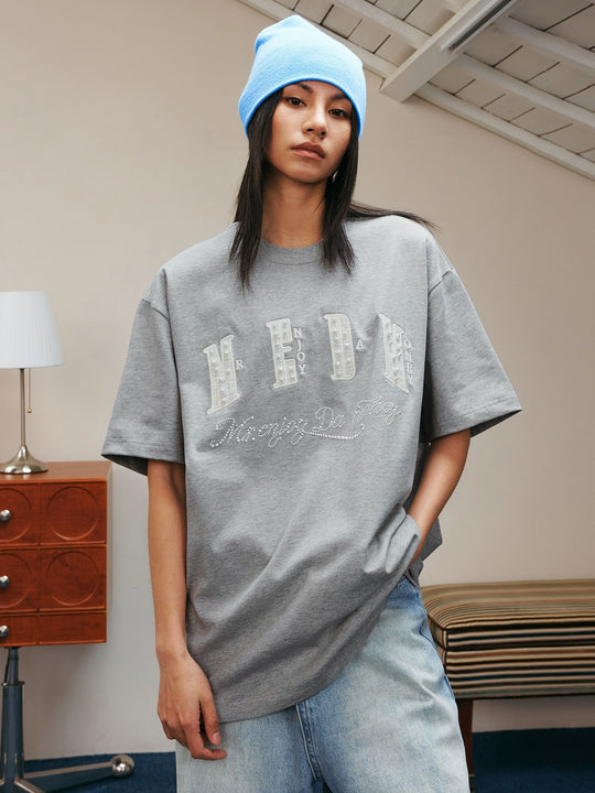 MEDM Pearl Lace Patch Embroidery Tee | Face 3 Face