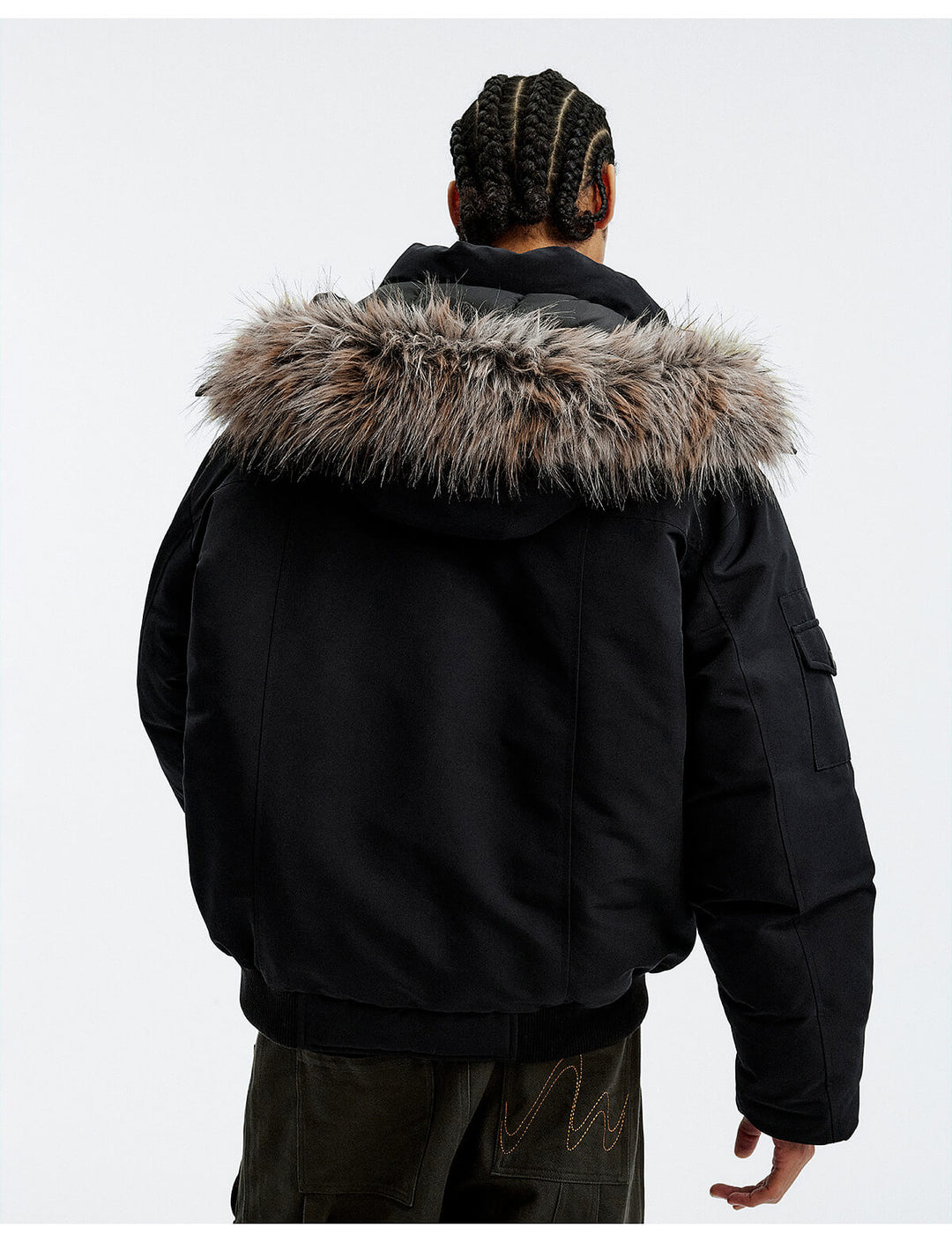 MEDM Detachable Fur Metal Snaps Down Jacket | Face 3 Face