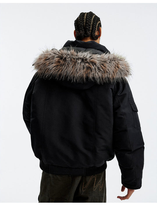 MEDM Detachable Fur Metal Snaps Down Jacket | Face 3 Face