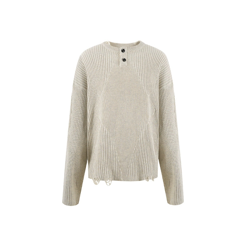 1807 Four Pointed Star Pit Stripe Polo Knit Sweater  | Face 3 Face