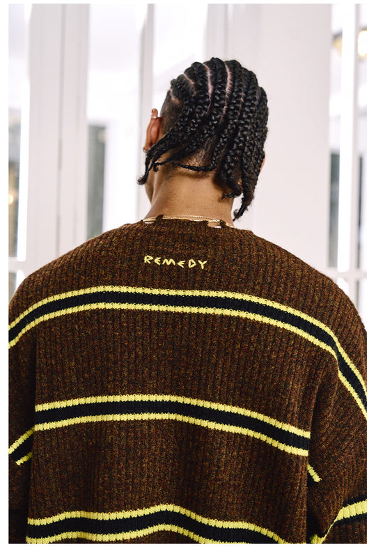 Remedy Striped Distressed Knit Sweater | Face 3 Face