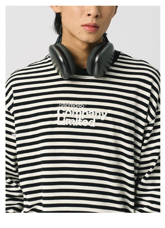 S45 Striped Embroidery Long-Sleeve Tee | Face 3 Face