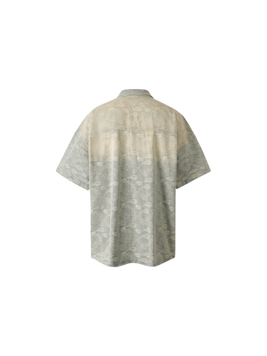 1807 Paisley Washed Denim Short Sleeve Shirt | Face 3 Face