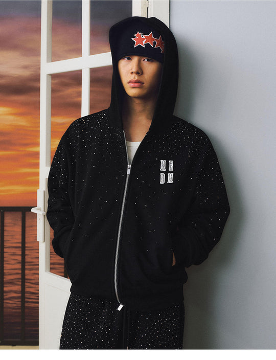 MEDM Starry Sky Rhinestone Zip Up Hoodie | Face 3 Face