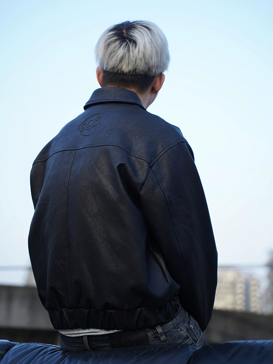 TGFCLUB Embroidered Printed PU Leather Jacket | Face 3 Face