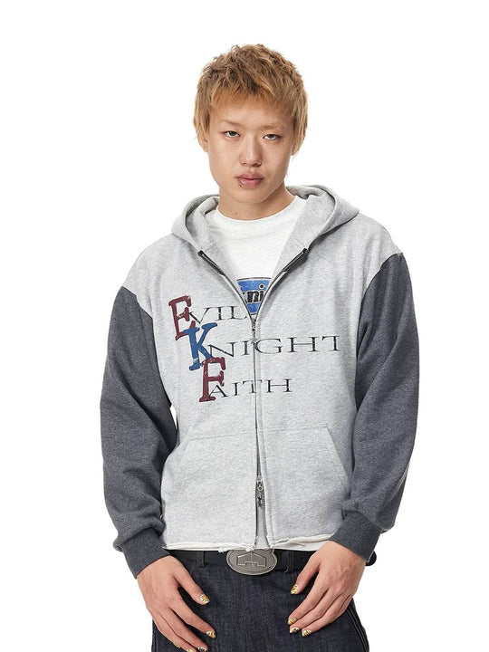 EVILKNIGHT(EK) Color Block Sleeve Cutoff Zip Up Hoodie | Face 3 Face