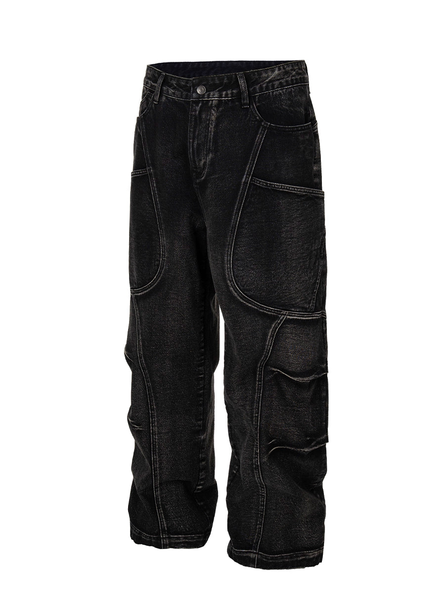 F2CE Stitching Deconstruction Utility Jeans | Face 3 Face