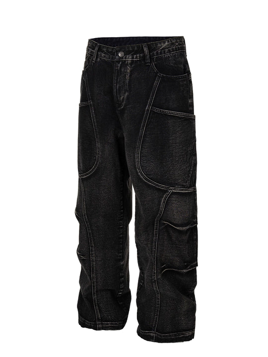 F2CE Stitching Deconstruction Utility Jeans | Face 3 Face