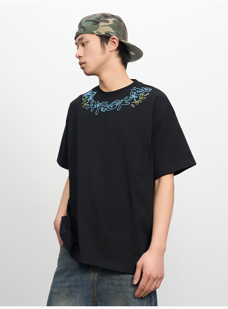 AFGK Floral Logo Neck Embroidered Tee | Face 3 Face