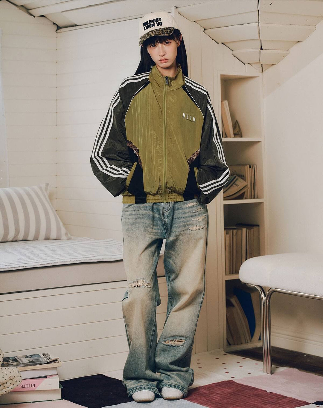MEDM Leopard Print Color Block Track Jacket | Face 3 Face