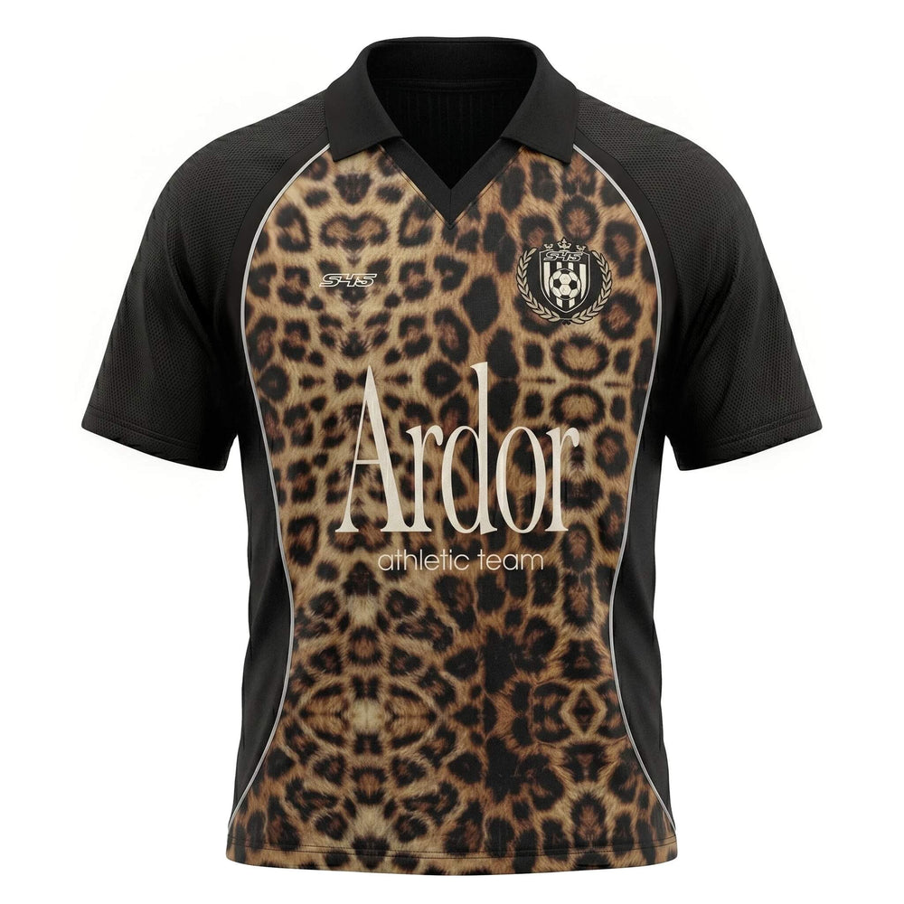 S45 Leopard Color Block Short Sleeve Polo Soccer Jersey | Face 3 Face