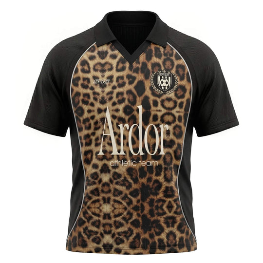 S45 Leopard Color Block Short Sleeve Polo Soccer Jersey | Face 3 Face