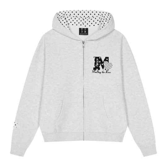 MEDM Polka Dot Hood Lining Heart Logo Zip Up Hoodie | Face 3 Face