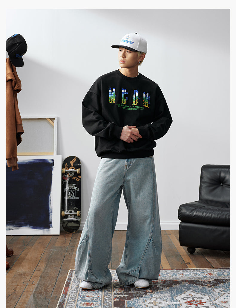 MEDM Blue Sky & Small Grass Embroidered Logo Sweatshirt | Face 3 Face