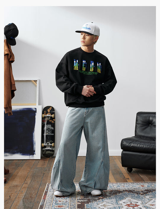 MEDM Blue Sky & Small Grass Embroidered Logo Sweatshirt | Face 3 Face