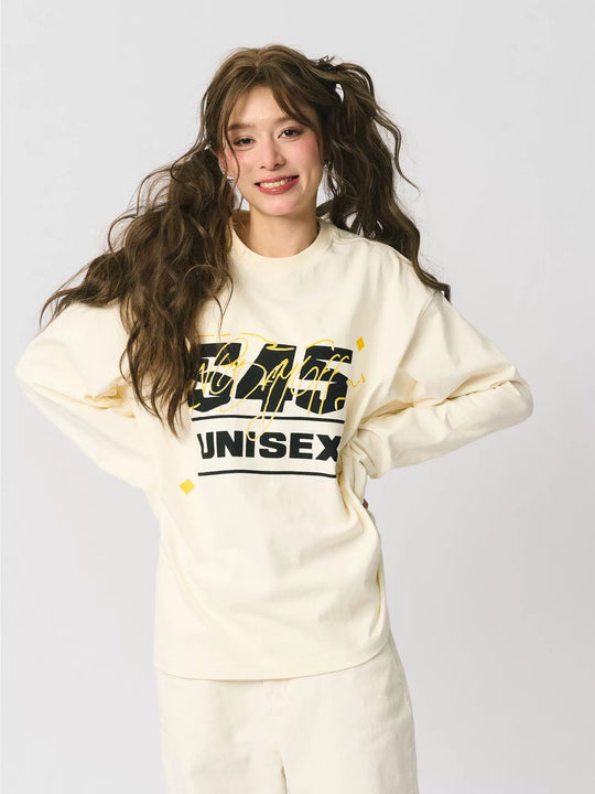 S45 Basic Letter Logo Printed Long-Sleeve Tee | Face 3 Face