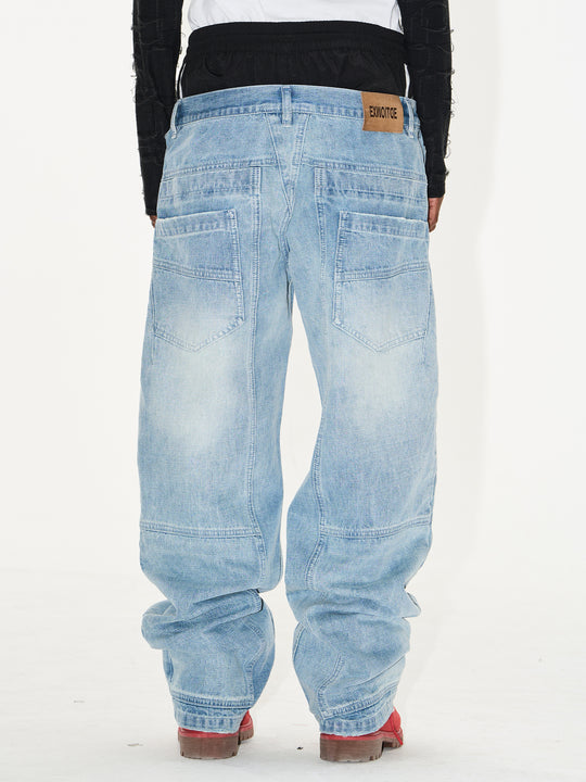 BLIND NO PLAN Double Waist Layer Mismatched Jeans | Face 3 Face