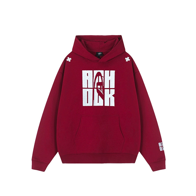 Puff print hoodies | Achock Four Color Heavy Logo Embroidered Hoodie | Face 3 Face