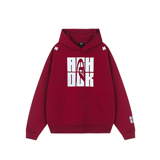 Puff print hoodies | Achock Four Color Heavy Logo Embroidered Hoodie | Face 3 Face