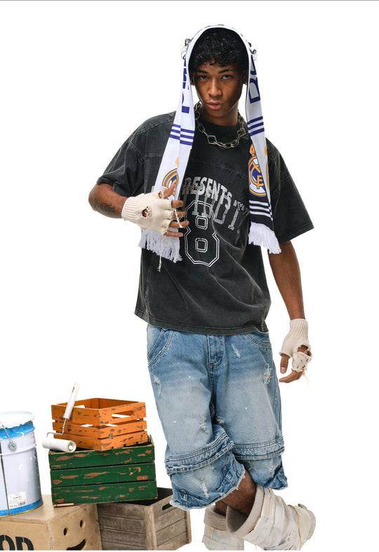 ANTIDOTE Logo Numbering Print Washed Tee | Face 3 Face