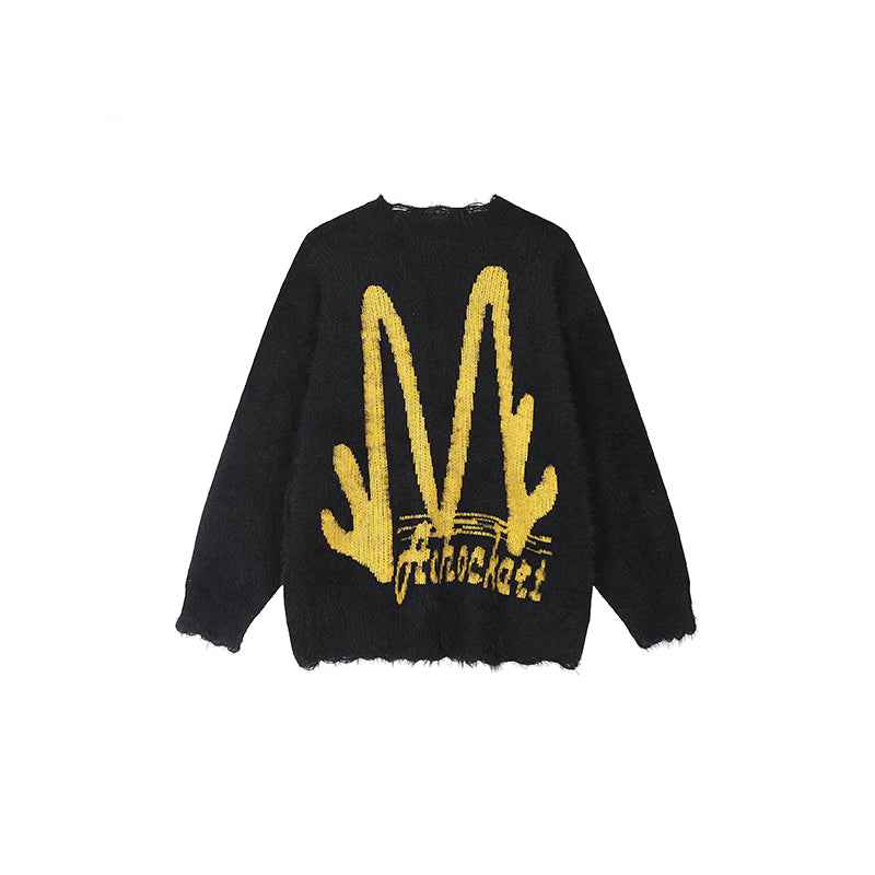 Achock M Letter Knit Sweater