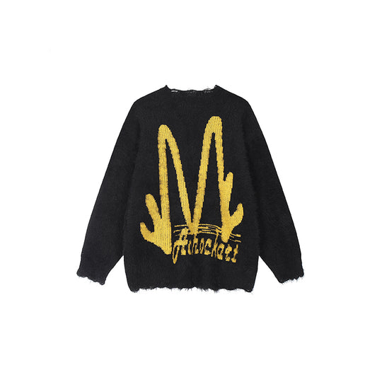 Achock M Letter Knit Sweater