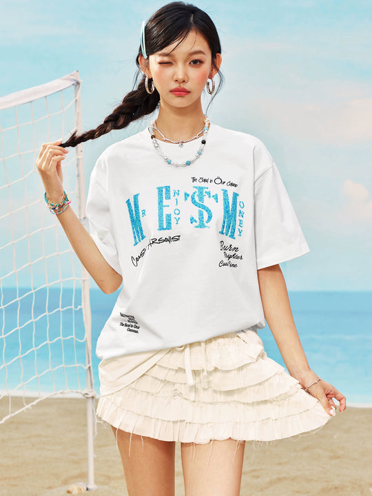 MEDM x STK Sequins Embroidered Logo Tee | Face 3 Face