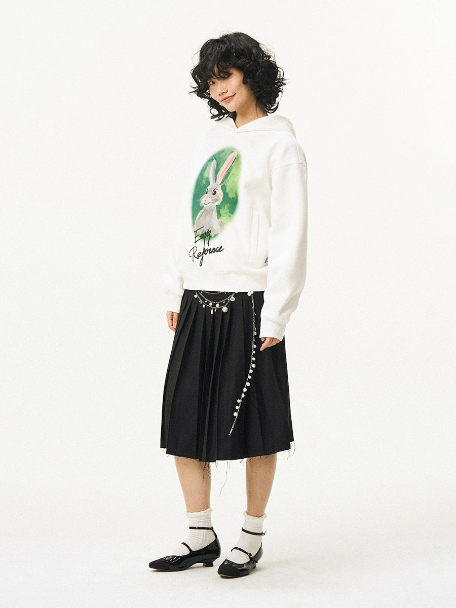 EMPTY REFERENCE Watercolor Rabbit Print Hoodie | Face 3 Face