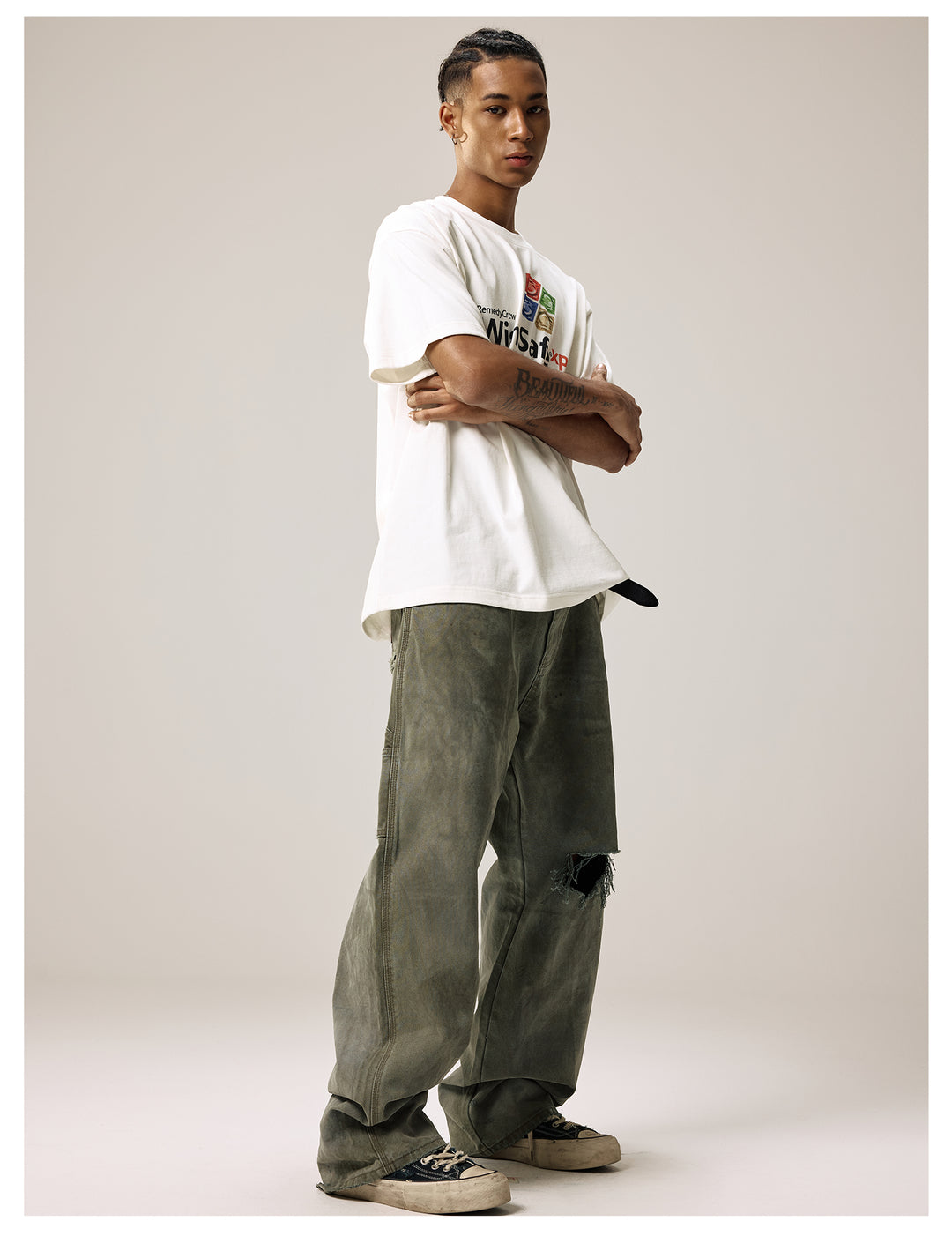 Remedy Kiss Mark Distressed Hole Work Painter Pants | Face 3 Face