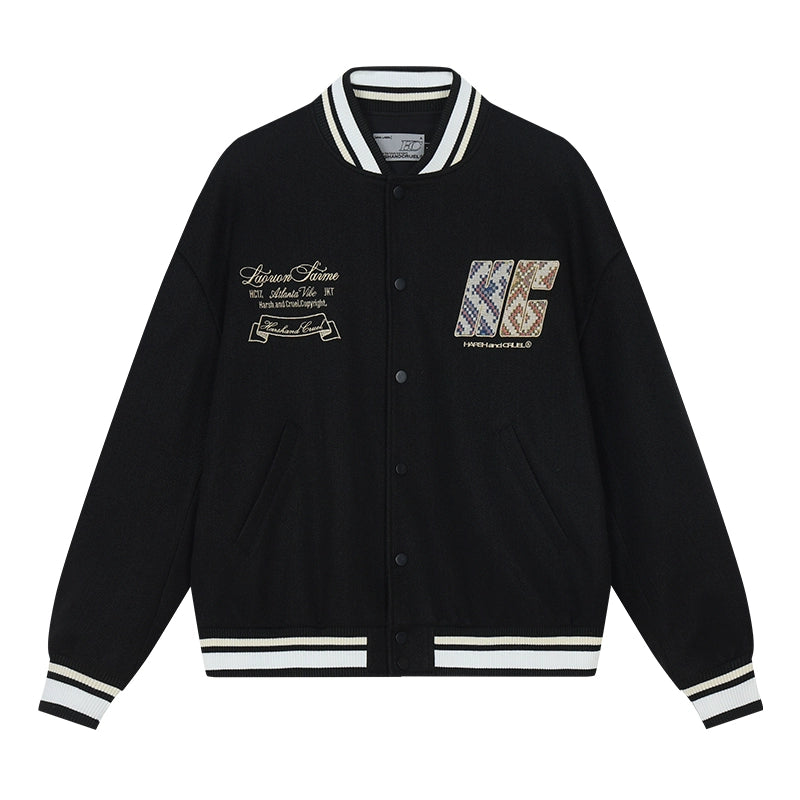 Harsh and Cruel Ethnic Pattern Patch Embroidered Varsity Jacket | Face 3 Face