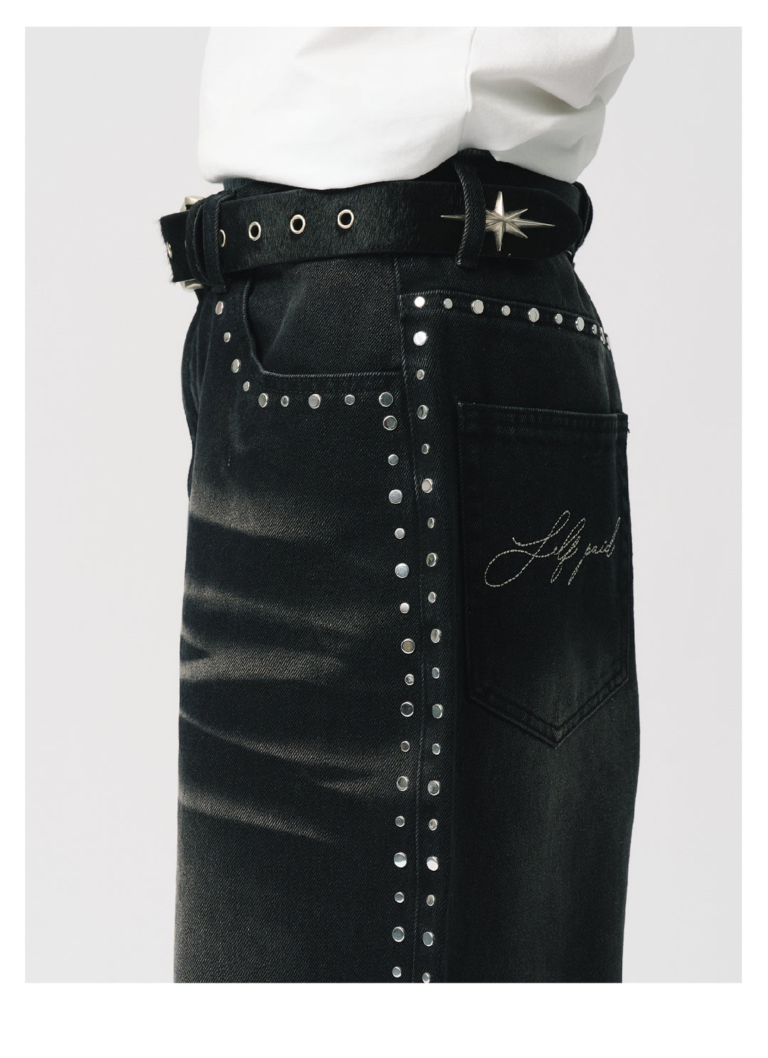 S45 Mixed Stud Washed Jeans | Face 3 Face